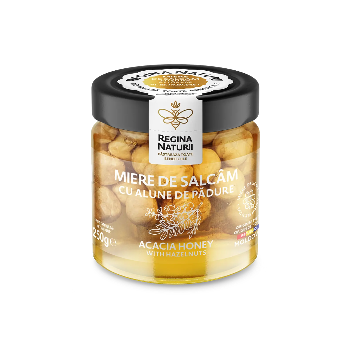 Acacia honey with hazelnuts 250g- Regina Naturii