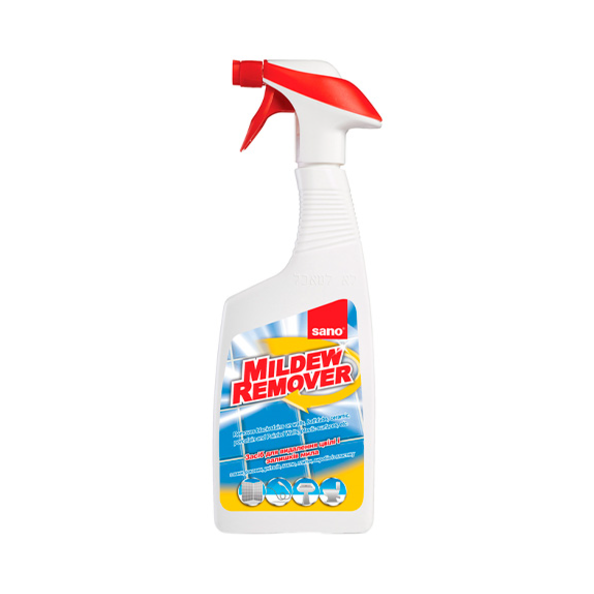 A 750 ml bottle of Sano Mildew Remover for effective mold removal